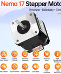 Angled front view of YEJMKJ Nema 17 stepper motor, 42x40mm, 4-wire bipolar with protruding shaft