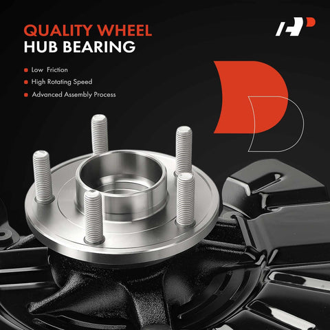 Close-up view of wheel hub bearing from Two Pack Front Left And Right Steering Knuckle And Wheel Bearing Hub Assembly with dust shield for Ford Focus 2014 to 2018.