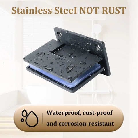 Glass Shower Door Hinge 90 Degree For Bathroom Black Finish Heavy Duty Shower Hardware With Rubber Guard To Protect Glass No Hassle Install Pro Grade Quality 1 Pack, black stainless steel