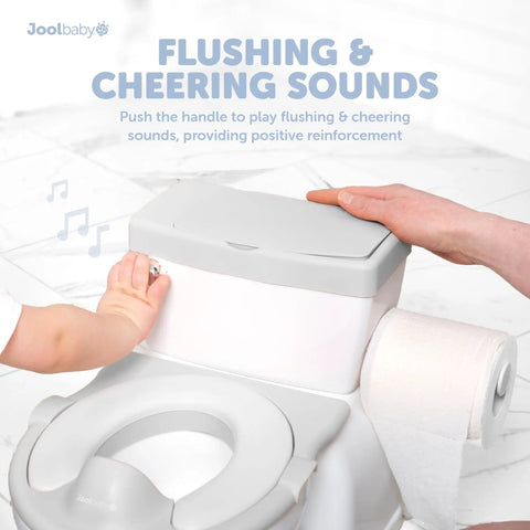 Gotta Kickstart Potty Training With This Legit Real Feel Two In One Toddler Toilet Featuring Playful Flush Sounds Built In Wipes Storage Disposable Liners And A Smooth Removable Bowl That Makes Cleanup A Total Breeze In Sleek Gray