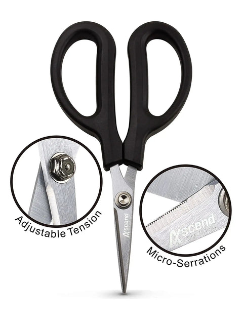Six And A Quarter Inch Carbon Steel Shears For Cutting Kevlar Dyneema Spectra Vectran Nomex Technora Zylon Innegra with black handles