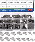 Glarks 150-pcs woodruff keys set in clear plastic storage box; carbon steel semi-circular keys, 15 sizes