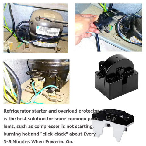 Refrigerator Compressor Relay And Overload Kit 5 Pack With 4.7 Ohm 1 Pin PTC Starters QP2-4R7 installation on compressor