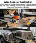 3 Fold Full Extension Drawer Slides With Lock 76mm Wide Side Mount Ball Bearing Rails Heavy Duty 500 Lb Load Capacity Safety Lock For RVs And Tool Boxes Full Extension Cabinet Runners in RV, toolbox, and cabinet settings.