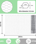 Hexagonal Galvanized Chicken Wire Netting 13.7 Inch Wide By 236 Inch Long Durable Garden Fence Mesh dimensions and comparison.