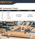 Set Of Four 48 Inch Universal T Track With Double Cut Profile And Pre Drilled Mounting Holes For Woodworking Jigs And Fixtures