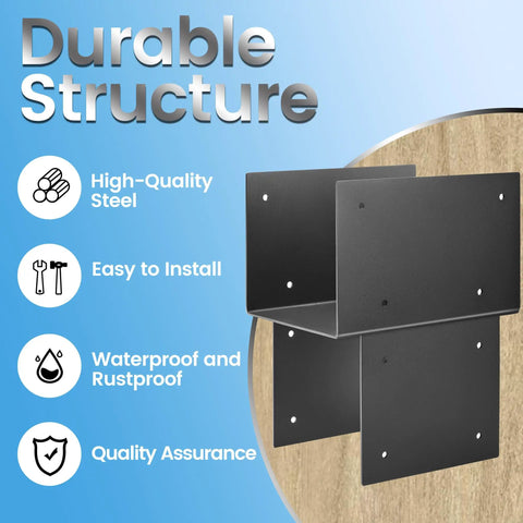 Heavy Duty Post Cap Brackets 4 Pack For 7.5 Inch Square Steel Post To Beam Connectors For Pergola Gazebo Deck Patio Weatherproof Outdoor Use Built To Last Rustproof And Waterproof Design For Outdoor Use With Easy Install And Long Lasting Stability