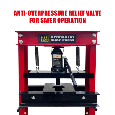 20 Ton Hydraulic Shop Press With Floor Plate Set For Garage Use, Heavy Duty Metalworking Press For Stamp Work, Gear And Bush Removal