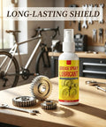 Heavy Duty Rust Remover And Anti Rust Lubricant Spray Doing The Heavy Lifting On Stuck Chains And Gears While Clearing Gunk And Leaving Zero Mess Behind For Tight Spots Anytime You Gotta Fix Something in a garage scene with bike gears.