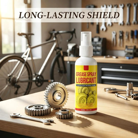 Heavy Duty Rust Remover And Anti Rust Lubricant Spray Doing The Heavy Lifting On Stuck Chains And Gears While Clearing Gunk And Leaving Zero Mess Behind For Tight Spots Anytime You Gotta Fix Something in a garage scene with bike gears.