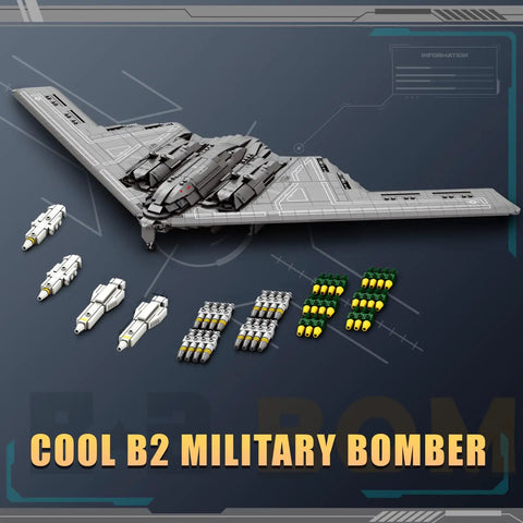 Fighter Jet Building Set 33038 B2 Stealth Bomber Model Kit For Adults And Military Fans with detachable weapons on display