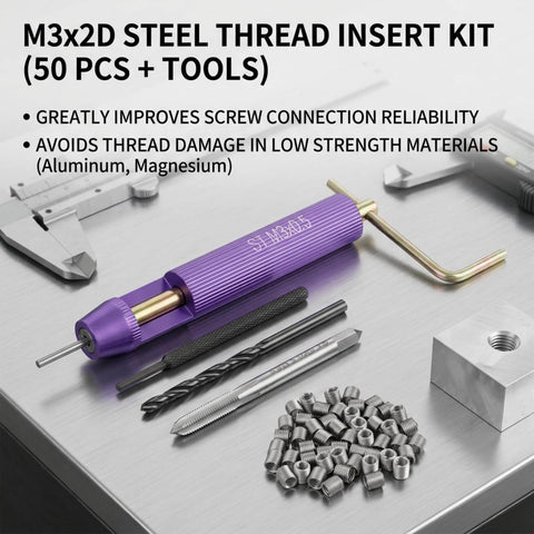 Thread Repair Kit With 50Pcs Stainless Steel Helical Inserts For Restoring Damaged Threads In Steel And Aluminum, M3 Size