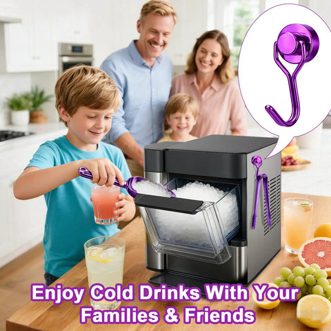 Family using Heavy Duty Ice Scoop For Freezer With Magnetic Hook And Ice Tongs Made From Premium 304 Stainless Steel in kitchen