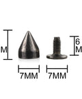 Heavy Duty 100 Piece Gunmetal Cone Spike And Rivet Screw Kit For Badass Leathercraft Diy Rockin Punk Style Clothing Shoe Belt Bag Adornments Solid Build Heavy Duty Fasteners showing 9mm spike and 7mm screw.