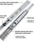 20 Inch Double Spring Soft Close Drawer Slides 10 Pair Full Extension Ball Bearing 100 Lbs Capacity Heavy Duty