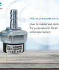 Front view of Air Compressor Micro Pressure Switch N003990, 160 PSI on and 200 PSI off, designed for D55168 Types 5-8.