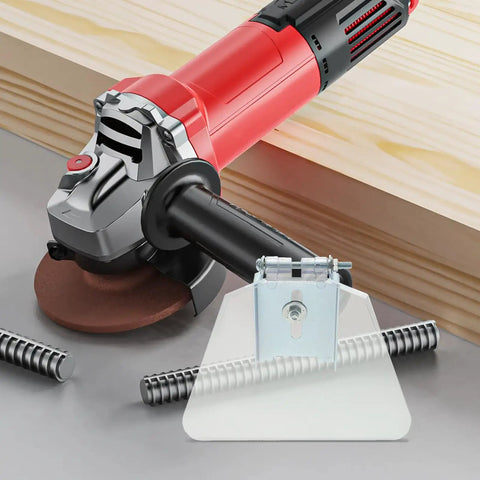 Two Pack Bench Grinder Shield Eye Protector shown with angle grinder, Pro Grade Heavy Duty Stainless Steel and ABS Guard Attachment