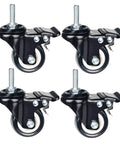 2 Inch Caster Wheels With M8x25mm Threaded Stem, 360 Degree Swivel With Double Brakes, Industrial Polyurethane Casters, Pack Of 4