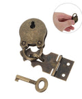Antique Bear Shaped Hasp Latch Lock Set Iron Metal Fastening Buckle For Old School Furniture Restoration Jewelry Box And Suitcase Storage Easy Install With Delicate Finish 2 Pack, with key and lock detail