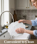 Woman cleaning 10 Inch Scalloped Marble Lazy Susan Hella Smooth Spinning Kitchen Turntable For Spices Oils And Condiments in sink.