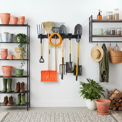Heavy Duty 48 Inch Garage Tool Organizer Wall Mount Rack Holds Up To 350 Lbs For Shovels, Rakes And Power Tools, Adjustable Storage Hanger