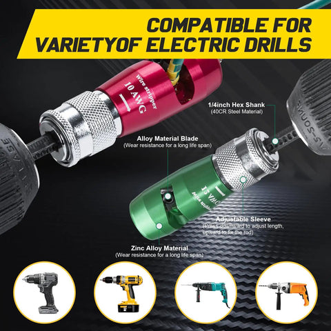 Electric Wire Stripping Drill Attachment Kit for AWG 14-12-10, Fast Stripping and Twisting Tool, Nut Twister and Connector Kit