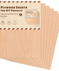 Front view of six oak plywood sheets, 12x16 inches, 1/8 inch thick, unfinished craft wood for DIY projects
