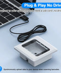 Embedded Barcode Scanner With NFC Reader 1D 2D QR Code Module TTL Interface for access control next to a laptop.