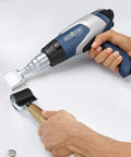Heavy Duty 2200W Hot Air Gun With Variable Temperature 60C To 630C being used for plastic welding, showing LCD display and controls.