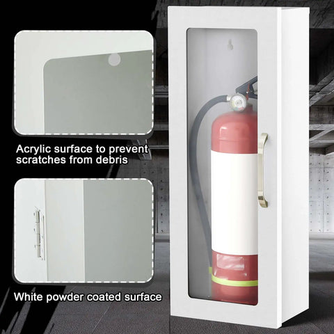 Rock Solid Two Pack White Steel Fire Extinguisher Cabinet Built Tough For Wall Or Surface Mount Features Clear Acrylic Window To Secure Your Ten Pound Emergency Gear And Keep The Household Totally Locked And Loaded