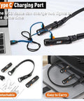 Rechargeable Neck Light With Magnetic Detachable Design, 150 Degree Adjustable Angle, shown charging via USB-C port with laptop
