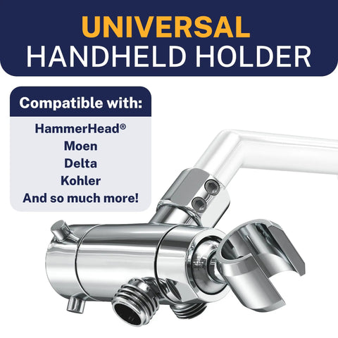 Solid Brass 3 Way Shower Diverter Valve With Shower Head Holder Universal Splitter For Handheld Wand And Rain Showerhead Chrome