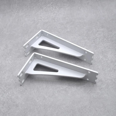 Top Notch 2 Pack Wall Mounted Shelf Brackets Heavy Duty Metal Triangle Supports, white finish, for wood boards and storage.