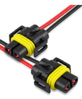 Tough As Nails 9005 And 9006 Headlight Connectors 2 Pack showing black connectors with yellow seals and red, black wires