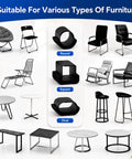 10 Pack Sled Base Chair Floor Protectors Wrap Around Felt Pads for various chair and table shapes shown