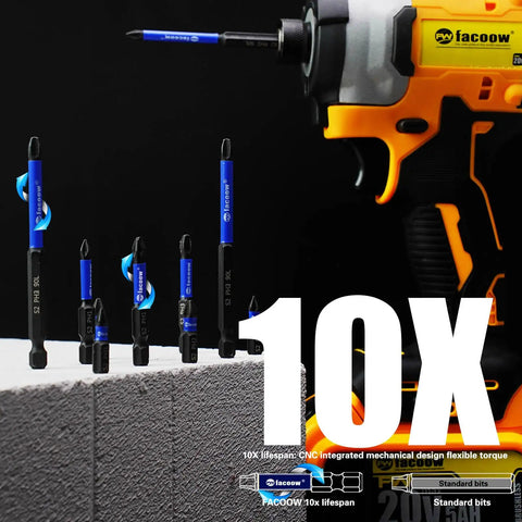 16 Pack PH2 Phillips Impact Driver Bits Set With Magnetic Tips S2 Alloy Steel displayed with power drill