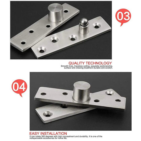 2 Pack Stainless Steel Door Hinges With 360 Degree Rotation for Internal Doors and Screens Concealed Pivot Hinge black background