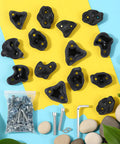 20 Rock Climbing Holds Set For DIY Wall Build With 3 Shapes Extra Large Grips Screws Gaskets And Wrench on colorful background