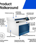 Color Laser Printer MFP 4301fdw For Small Biz Teams Wireless All In One Scanner Copier Fax Fast Color Printing Up To 35 PPM Auto Duplex Auto Document Feeder shown with features labeled