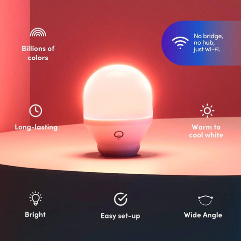 WiFi Color Changing A19 Smart LED Bulb Pack Dope Bright 800 Lumens, No Hub Needed, Billions of Colors, Dimmable 4 Pack