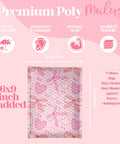 Pro Grade Designer Pink Bubble Mailers 6x9 Pack Of 50 Heavy Duty Waterproof Self Seal Shipping Bags with heart design