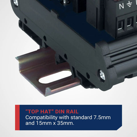 Single Three Prong Grounded AC Outlet Power Module For Din Rail Mount 120V 15A NEMA 5-15P Receptacle Plug In Ready Durable Convenience Outlet Hub For Industrial Panels