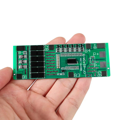 Heavy Duty 3 Pack 6S 24V 18650 Lithium Battery BMS Board shown in hand for power tools and solar builds.