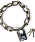 8mm Thick Hardened Steel Chain Lock With Beam Padlock 1.64 Feet Long Outdoor Security Chain For Bicycles Motorcycles And Electric Bikes Pry Proof Rust Resistant, showing chain and padlock with keys.