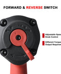 Rear view of Beefy Half Inch Composite Mini Air Impact Wrench with RPM and torque control switch.