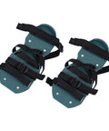 Lawn Aerator Shoes For Grass And Garden Care With Spiked Prongs And Easy Buckle Straps, No Fuss To Wear, Boost Soil Aeration And Nutrient Uptake For A Healthier Yard And Greener Fuller Lawn, showing a pair with black straps.