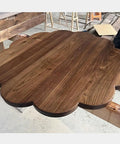 Solid Wood Lazy Susan Turntable With Slick 360 Rotation Rock Solid Base Natural Premium Finish Plum Blossom Pattern Round Serving Tray top view