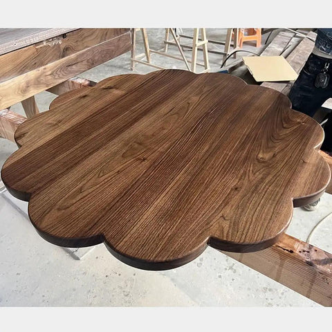 Solid Wood Lazy Susan Turntable With Slick 360 Rotation Rock Solid Base Natural Premium Finish Plum Blossom Pattern Round Serving Tray top view