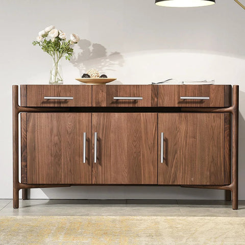 Modern sideboard with 25 Pack Solid Stainless Steel Brushed Nickel Kitchen Cabinet Handles In Modern Euro Style T Bar Pulls installed.