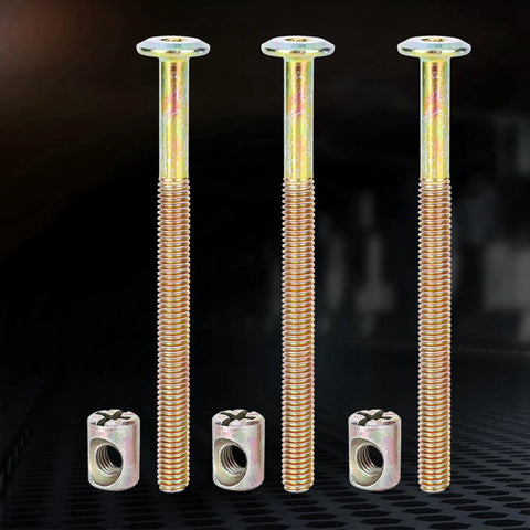 Heavy Duty Furniture Bolts And Barrel Nuts Set M6 Hex Dowel Bolts With Cross Dowel Nuts 100Mm Zinc Plated Steel for bed frames.